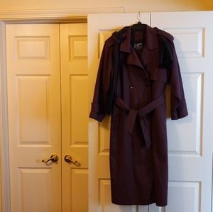 Vintage London Fog trench coat double breased plum with matching scarf